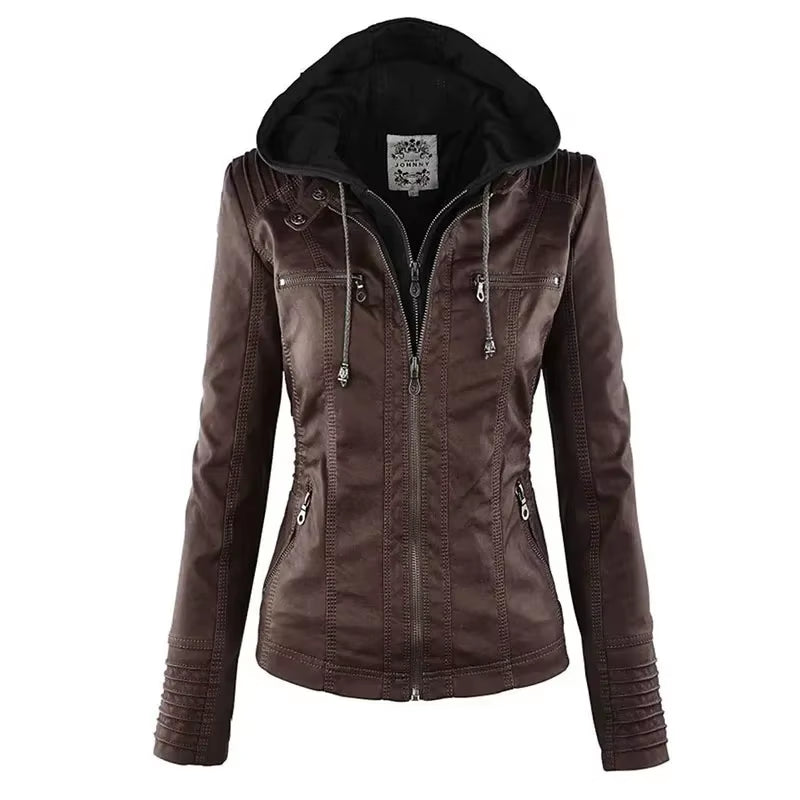 Faux Leather Jacket Women 2025 Basic Jacket Coat Female Winter Motorcycle Jacket PU Leather Zipper Hoodies Outerwear Chaqueta