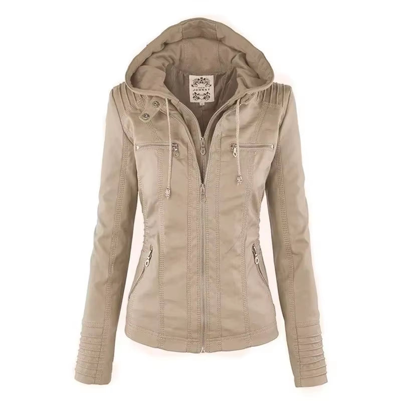 Faux Leather Jacket Women 2025 Basic Jacket Coat Female Winter Motorcycle Jacket PU Leather Zipper Hoodies Outerwear Chaqueta