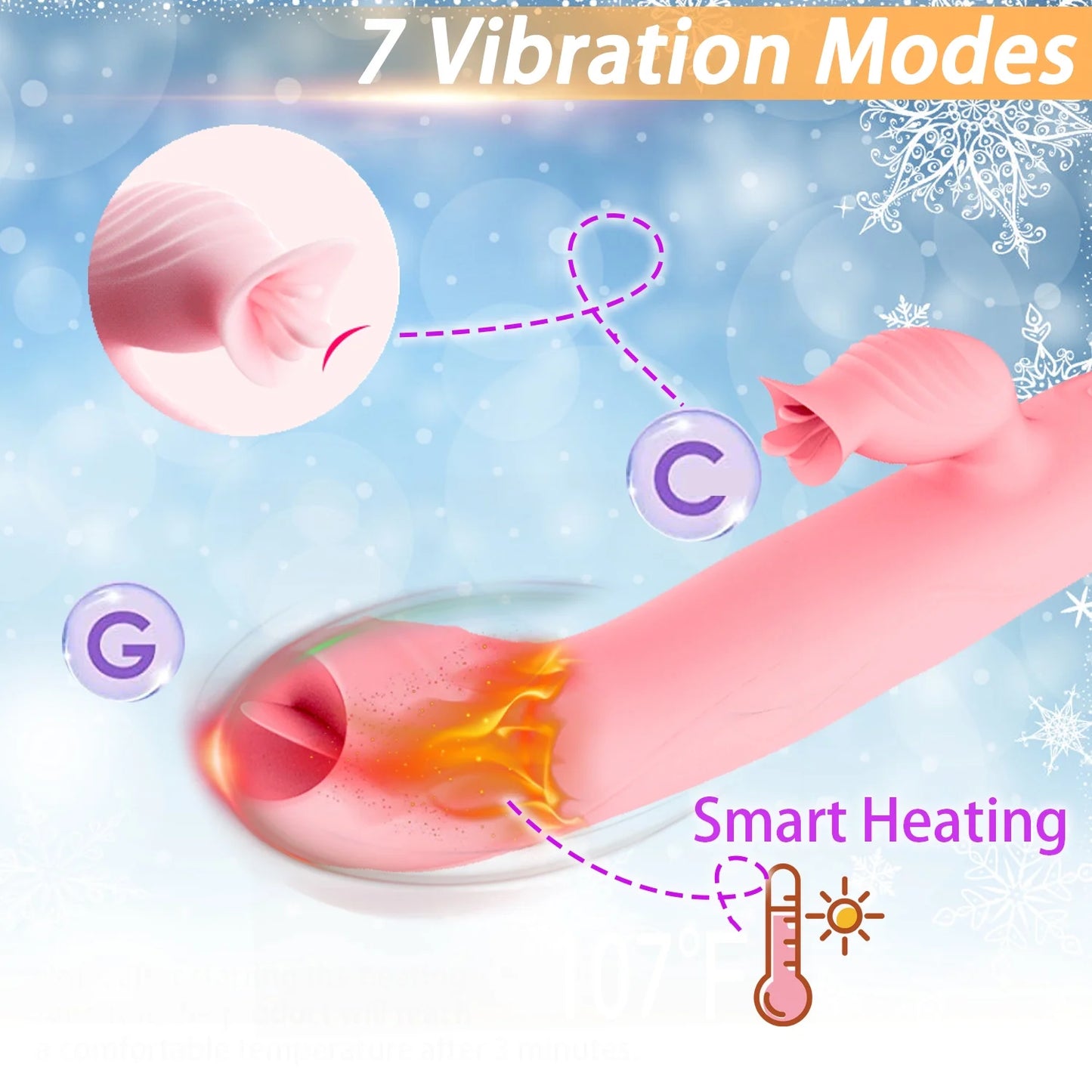 Thrusting Rabbit Vibrator for Women Pleasure Female Sex Toys with 7 Vibration & Telescopic & Rotating & Heating Mode, 5 in 1 Waterproof Adult Toy Silicone Stimulator for Couples