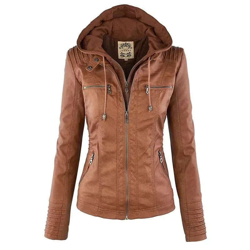 Faux Leather Jacket Women 2025 Basic Jacket Coat Female Winter Motorcycle Jacket PU Leather Zipper Hoodies Outerwear Chaqueta