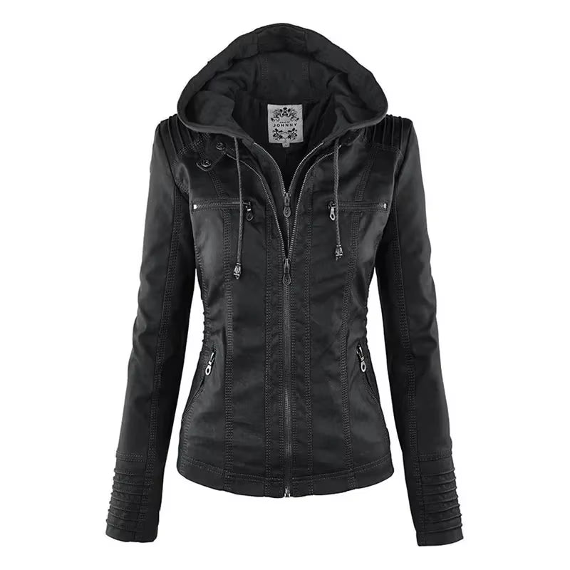 Faux Leather Jacket Women 2025 Basic Jacket Coat Female Winter Motorcycle Jacket PU Leather Zipper Hoodies Outerwear Chaqueta