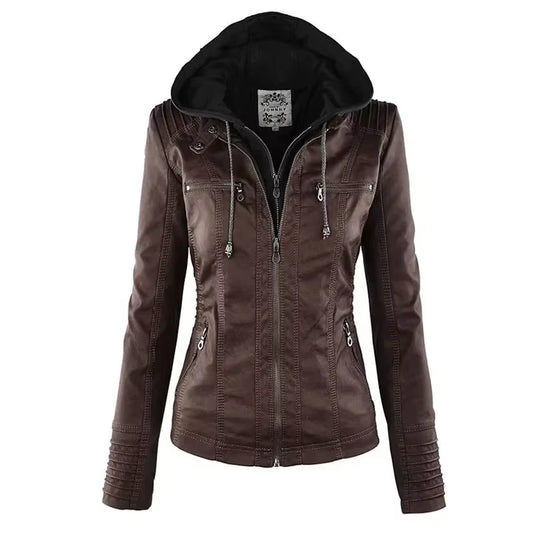 Faux Leather Jacket Women 2025 Basic Jacket Coat Female Winter Motorcycle Jacket PU Leather Zipper Hoodies Outerwear Chaqueta