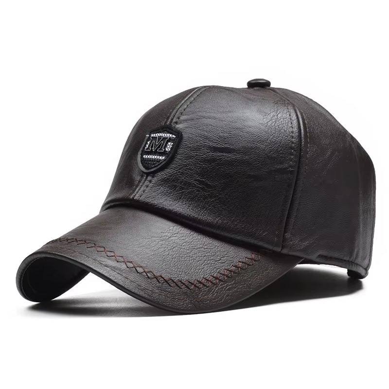 PU Leather Winter Baseball Cap Men Earflaps Casquette Homme Snapback Hat High Quality Gorras Para Hombre Adjustable