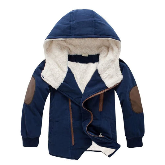 2025 New 4-14 Years Very Keep Warm Winter Boys Jacket Teenager Mid-Length plus Velvet Thickening Hooded Cotton Coat for Kids