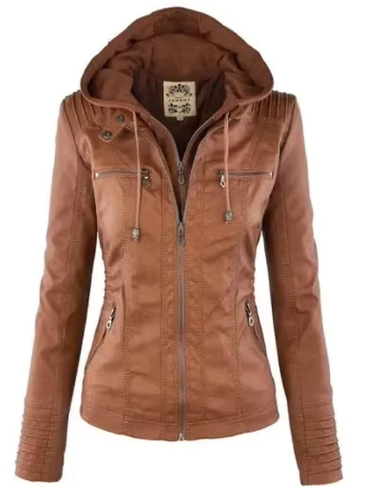 Faux Leather Jacket Women 2025 Basic Jacket Coat Female Winter Motorcycle Jacket PU Leather Zipper Hoodies Outerwear Chaqueta